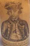 Horn beaker with scrimshaw portrait of Esek Hopkins