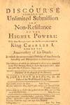 Discourse Concerning Unlimited Submission and Non-Resistance to the Higher Powers 